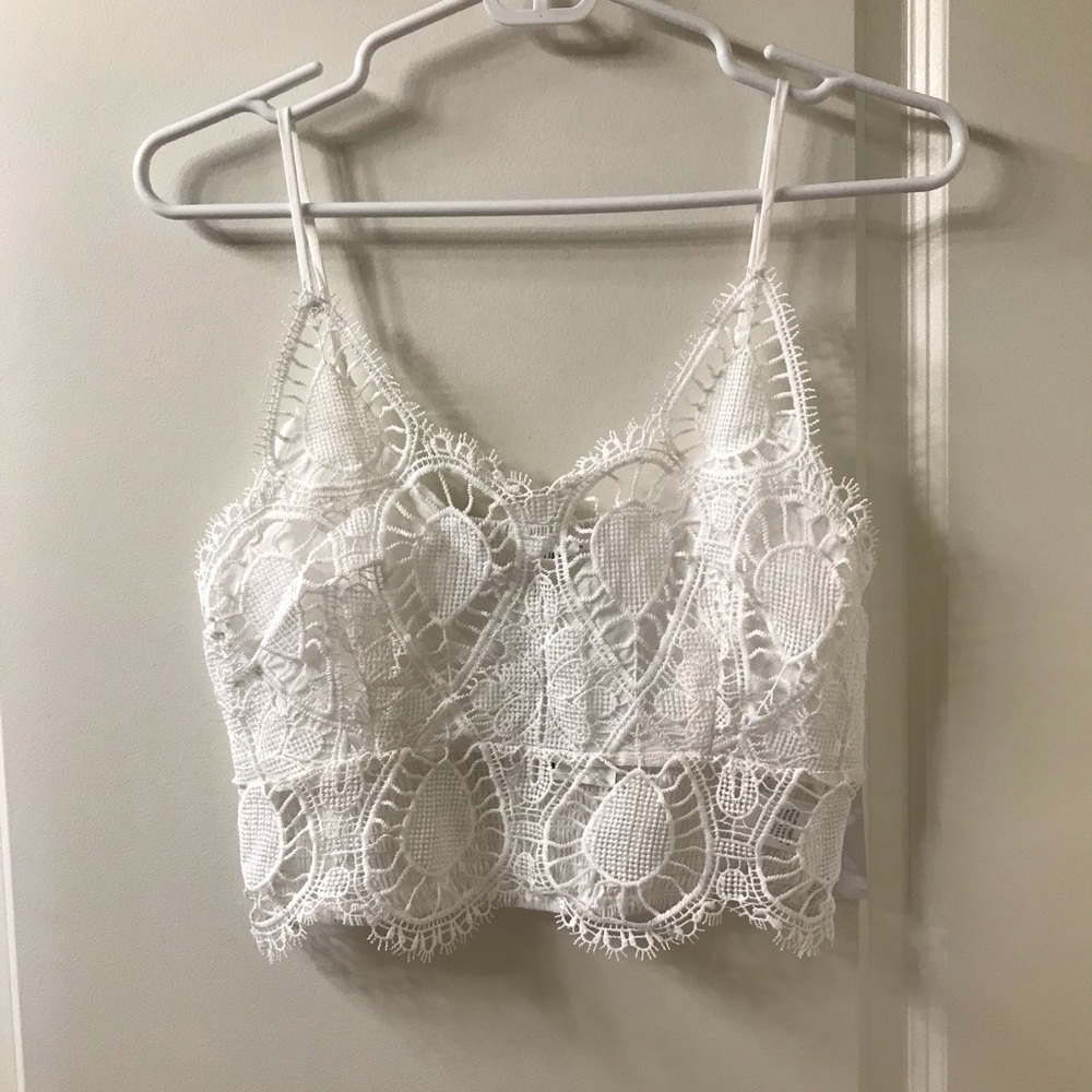 White Lace Crop Top